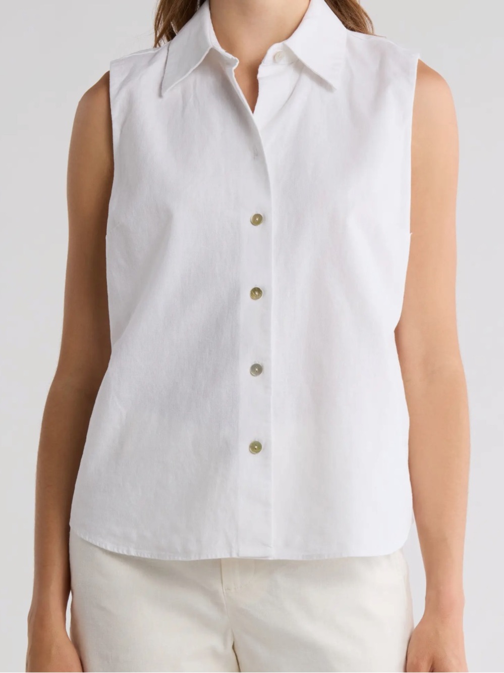 Vince Sleeveless Cotton Button Up Shirt Medium NWOT Minimalist Quiet Luxury